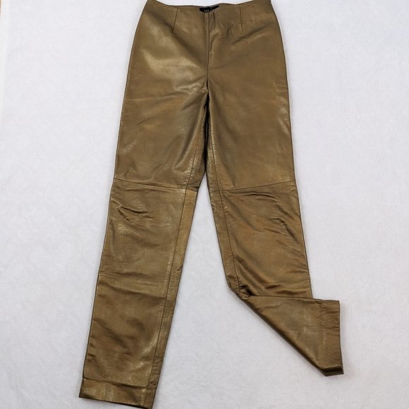 Champaign Gold 100% Lamb Leather Pants - Picture 5 of 13